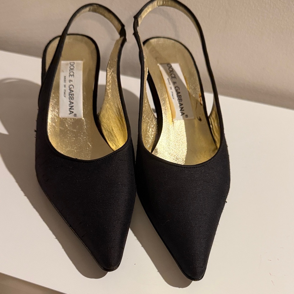 Dolce & Gabbana Black and Gold Slingback Heels